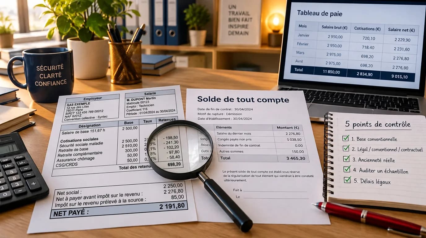 Paie externalisée : les points de contrôle avant validation d’un solde de tout compte